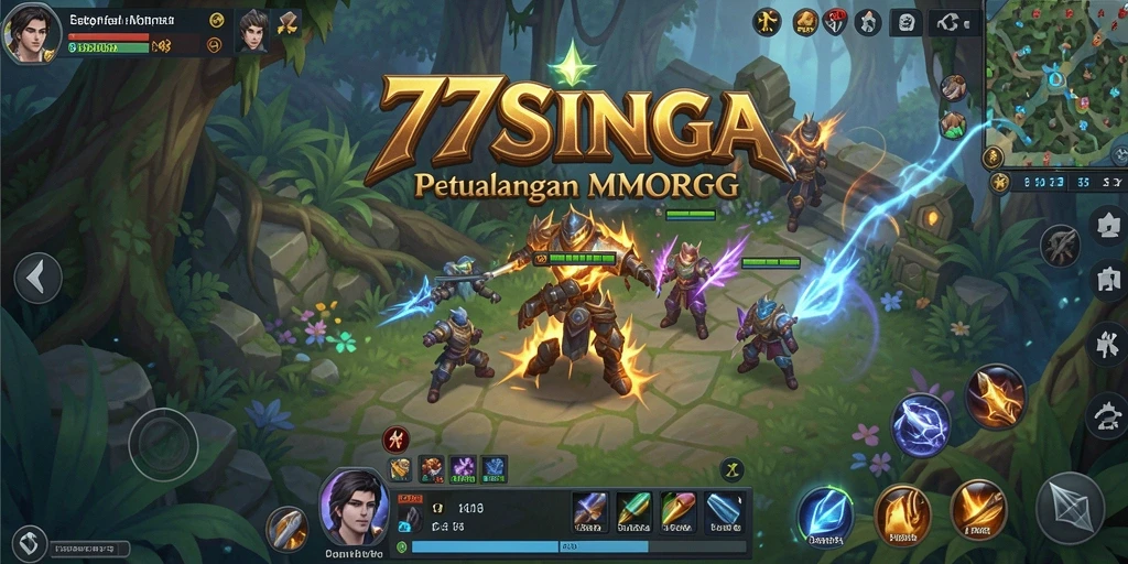 Tampilan gameplay MMORPG yang mendalam dan penuh aksi di 77SINGA.