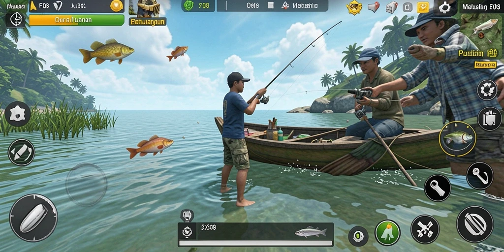 Tampilan gameplay memancing yang mendebarkan dalam F08.