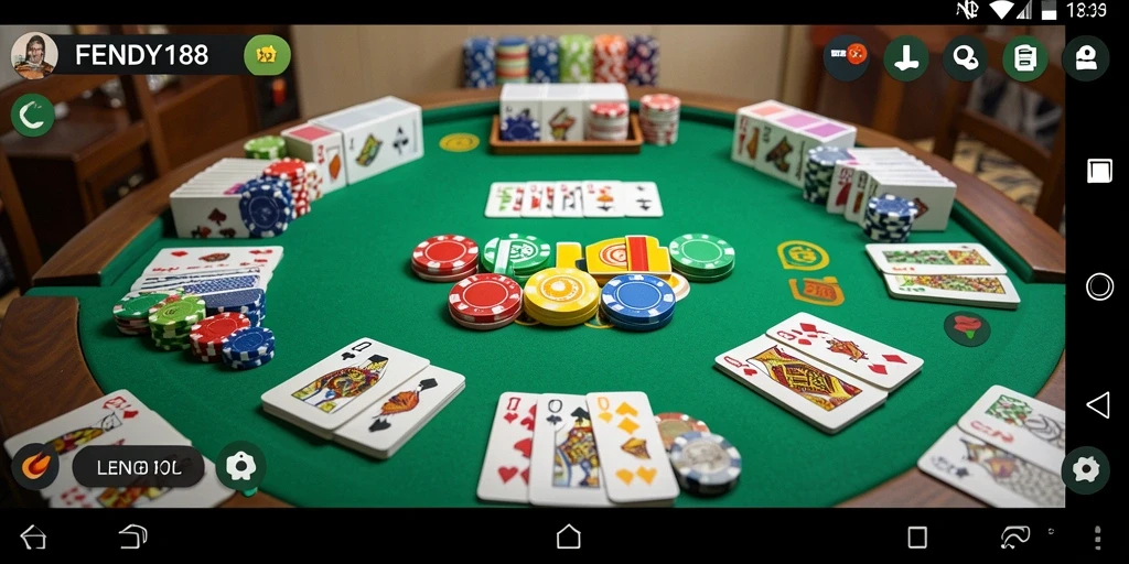 Screenshot FENDY188 menunjukkan gameplay Gaple yang mendebarkan.
