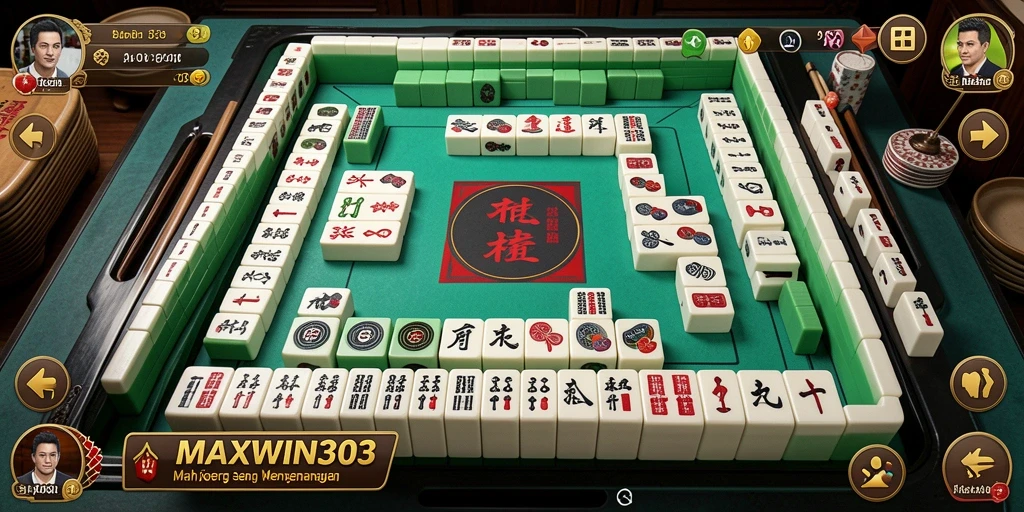 Screenshot gameplay MAXWIN303 dengan tampilan ubin Mahjong yang menarik.