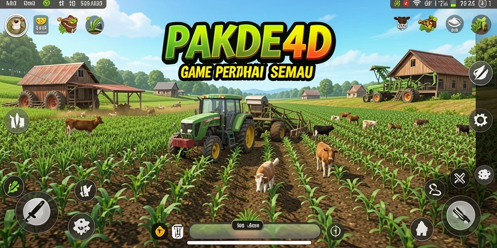 Tampilan gameplay PAKDE4D yang menggembirakan saat bercocok tanam.