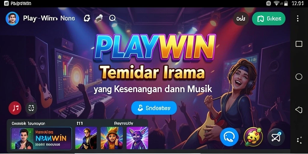 Tampilan gameplay PLAYWIN dengan pengalaman musik interaktif.