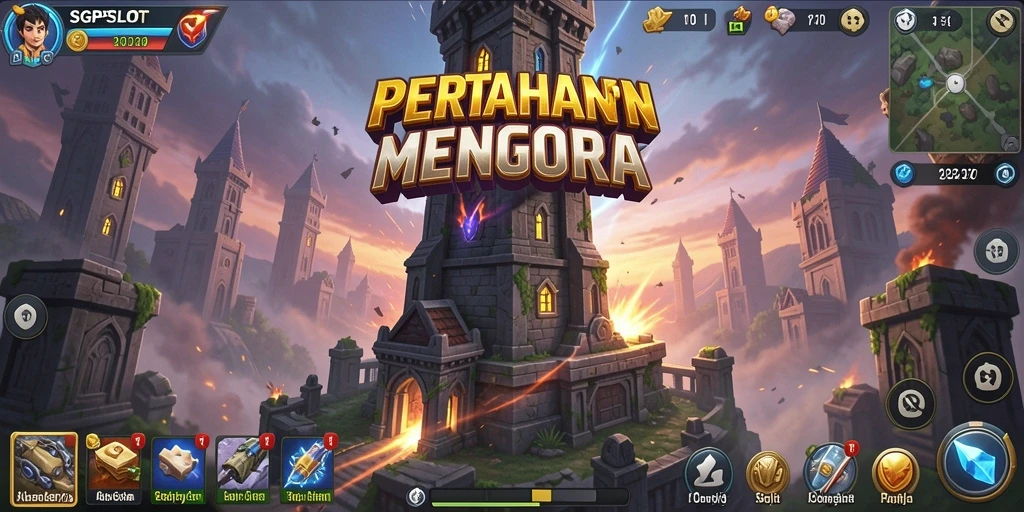 Screenshot gameplay Tower Defense dari SGPSLOT menunjukkan aksi pertahanan yang mendebarkan.