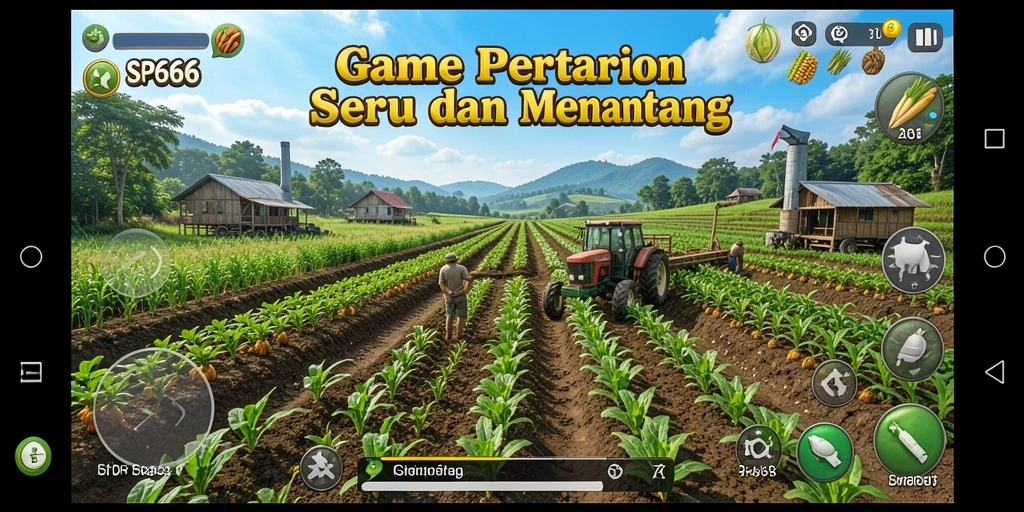 Tampilan gameplay SP666 yang menampilkan aktivitas bertani yang seru.