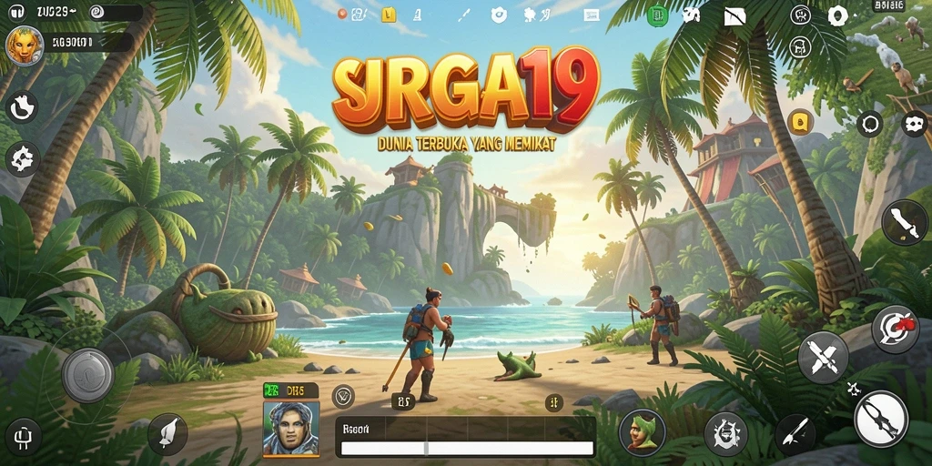 Gameplay SURGA19 yang menakjubkan dengan pemandangan dunia terbuka.
