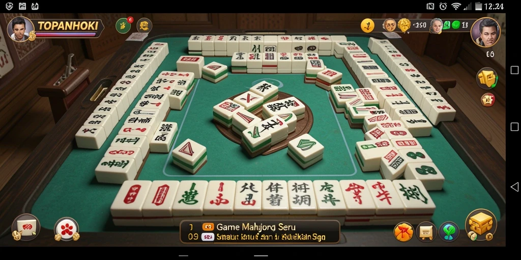 Screenshot gameplay menarik dari TOPANHOKI yang menunjukkan aksi permainan Mahjong.